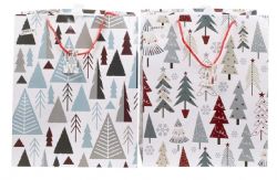 SAC CADEAU MOYEN AVEC FOND LARGE - ARBRES DE NOËL ASST